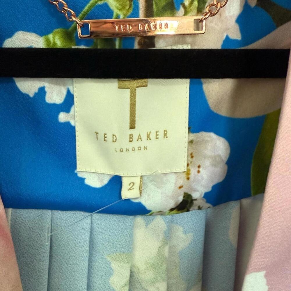 TED BAKER LONDON Harmony Pleat Back Kimono Jacket Blue and Pink Floral Small - Picture 7 of 13